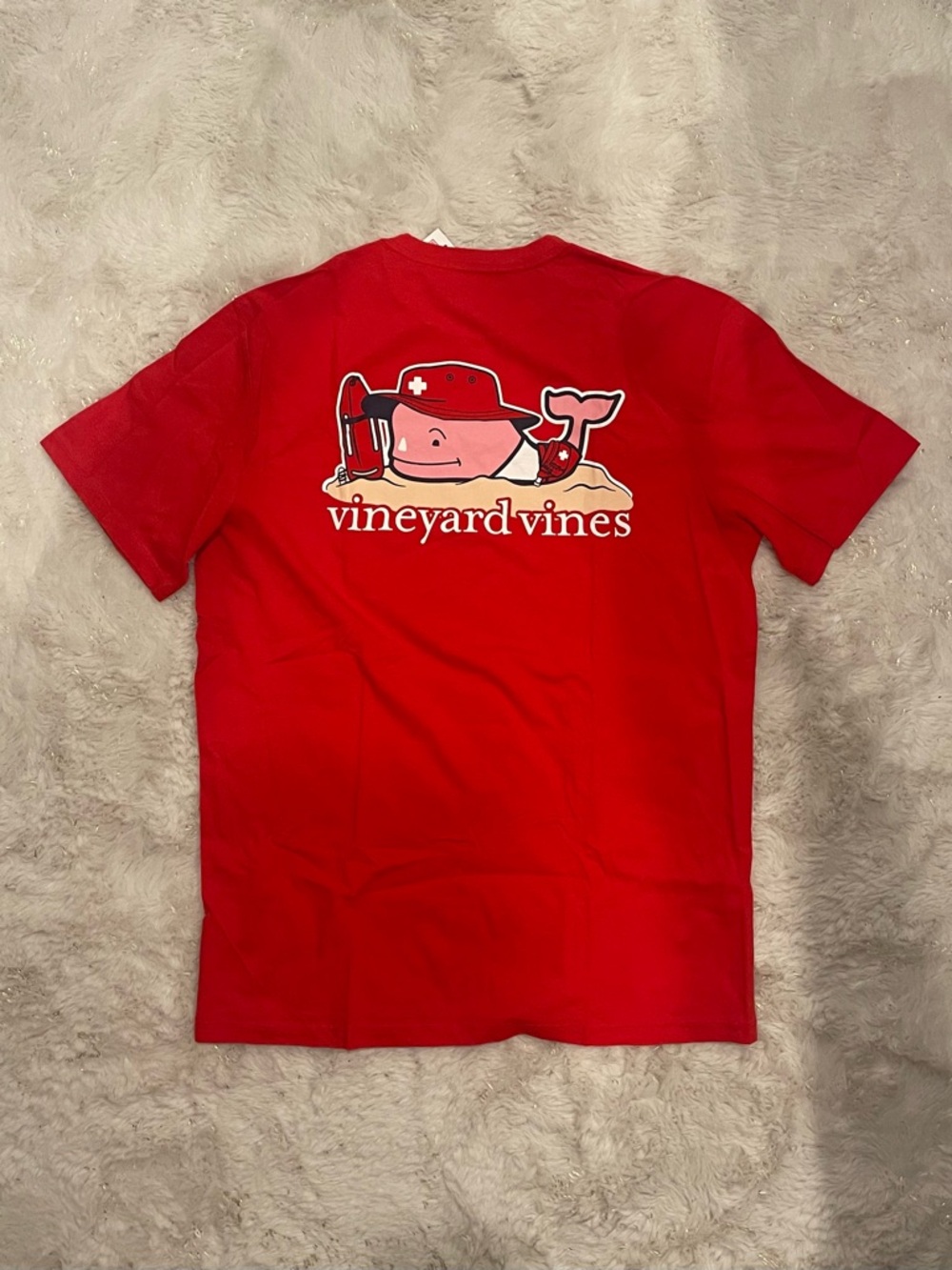 VINEYARD VINES MENS MEDIUM SHIRT RED LIFEGUARD FIRST AID SUMMER BEACH POOL NWT